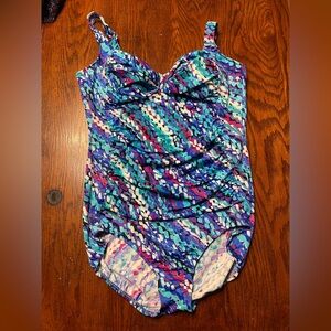 Trimshaper Blue and Purple Swimsuit women’s size 18W